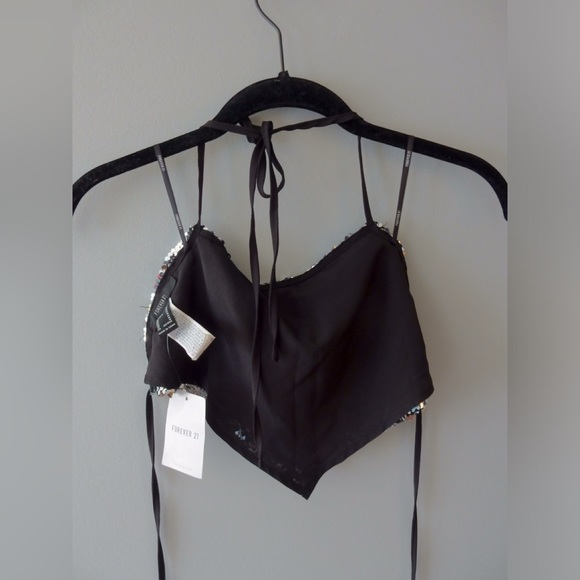 NWT Sequin Halter-Tie Top from F21 - Picture 2 of 3